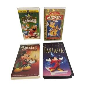 Walt Disney Movie Collection Vintage VHS Tape Lot Of 4 Mickey Fantasia Christmas
